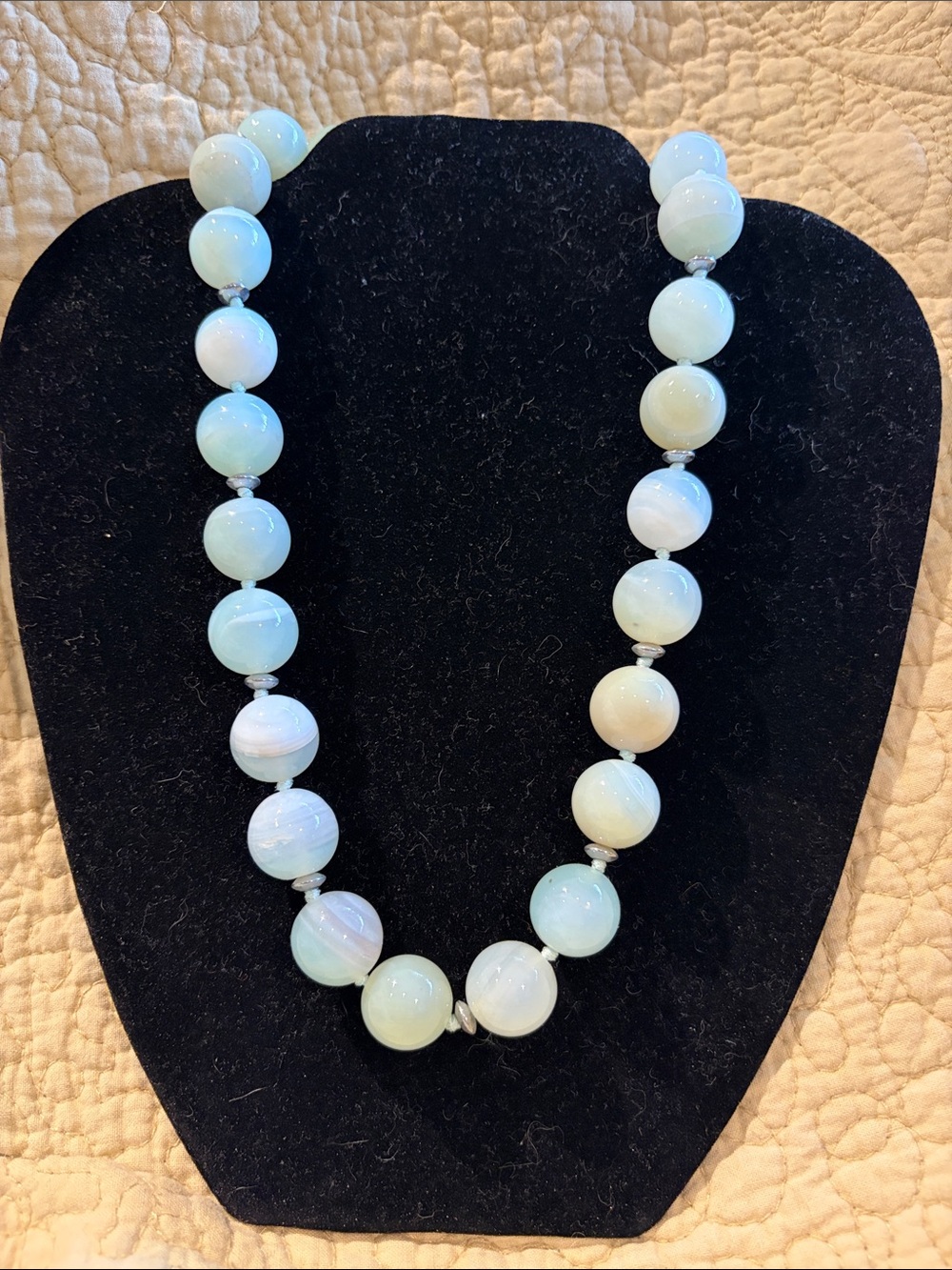 Pastel Blue Beaded Necklace for Women - Elegant Light Blue Strand